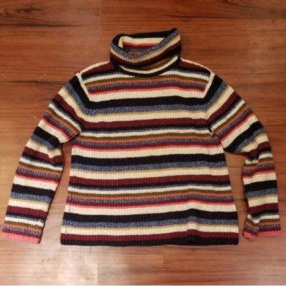 Liz Claiborne Multicolor Striped Turtleneck Sweater